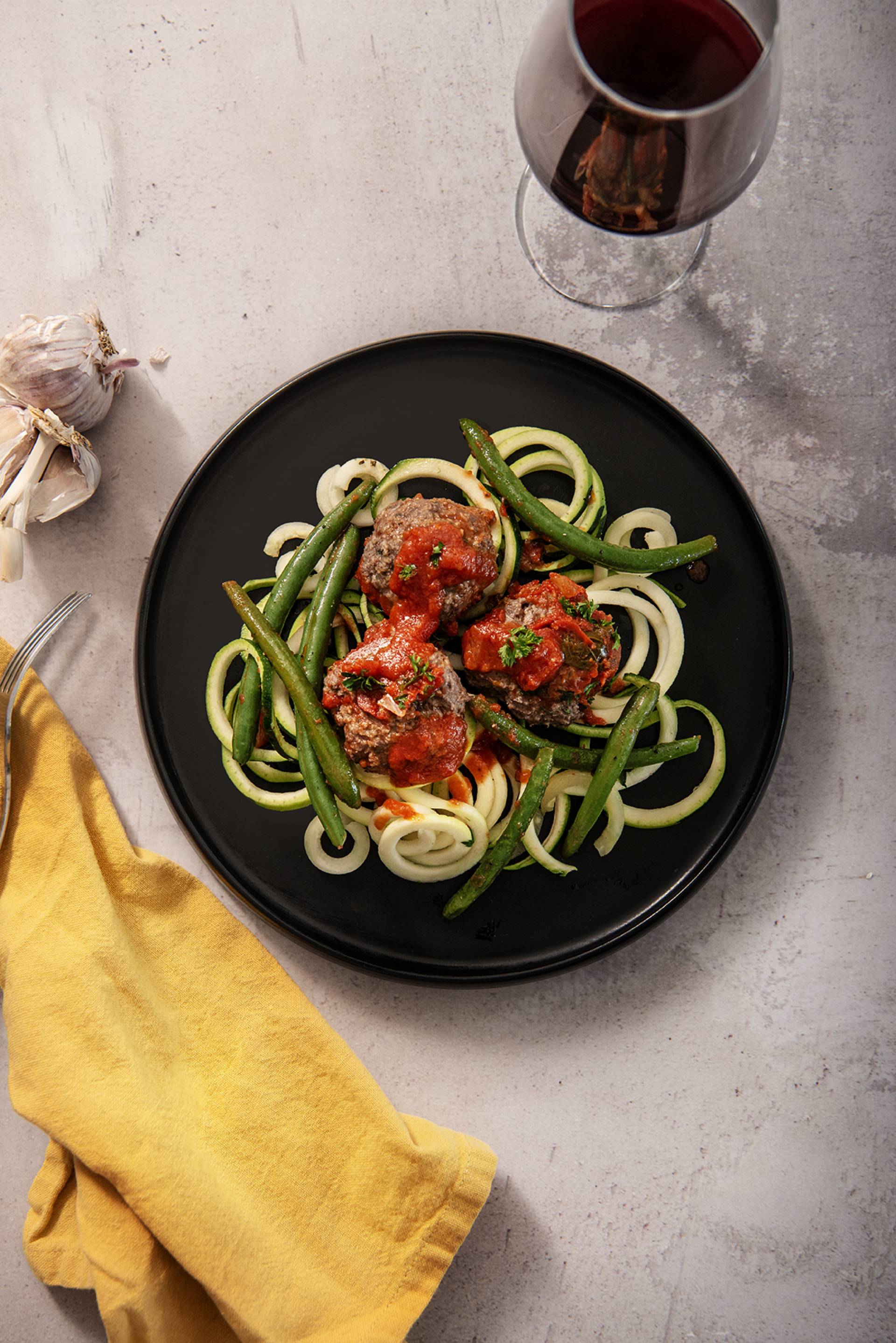 Zoodles with Beef Meatballs (LOW CARB)