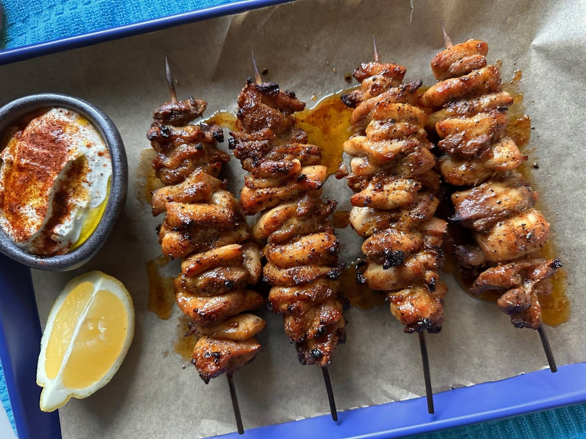 Lemon Pepper Chicken Souvlaki Skewers