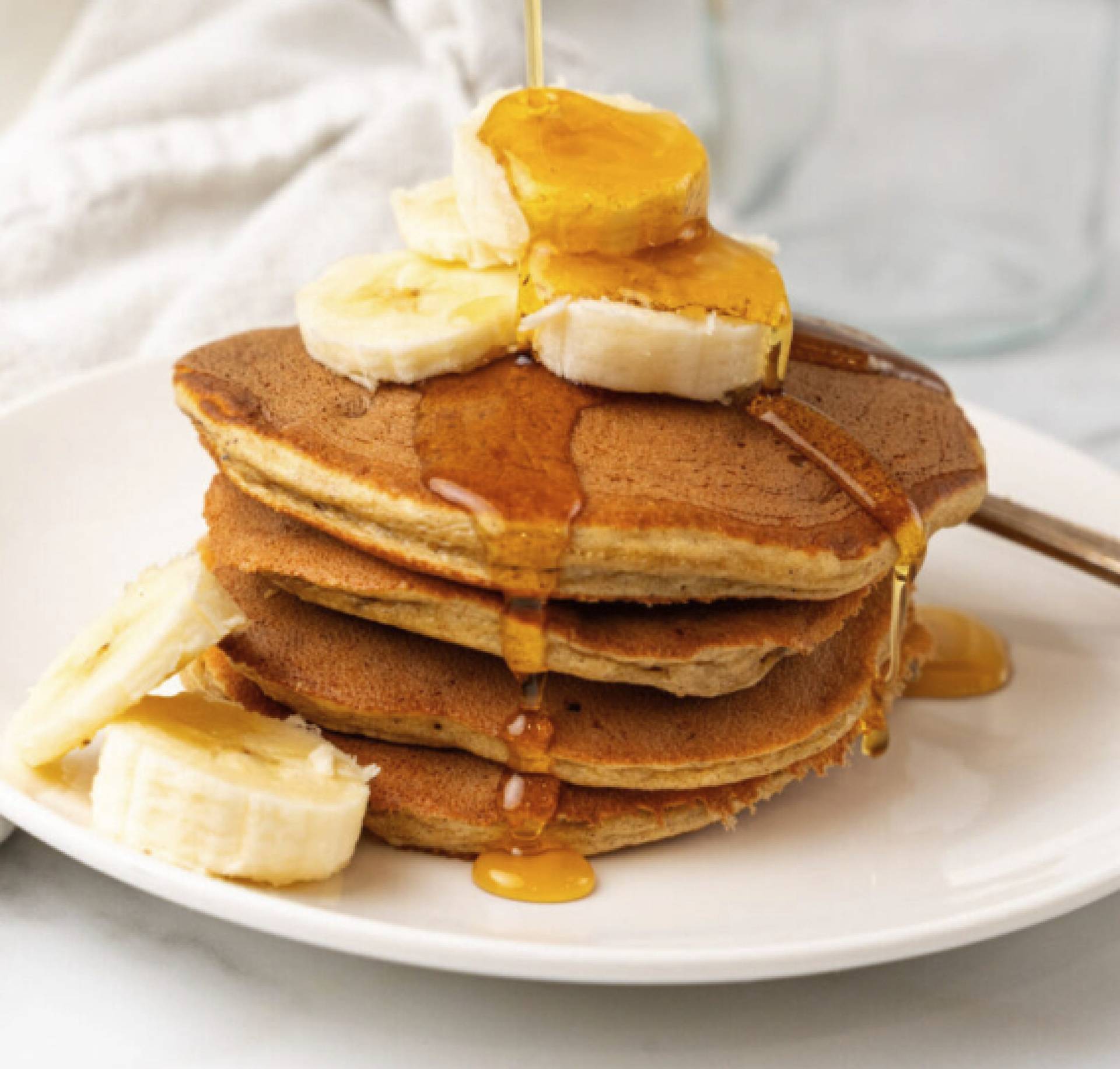 Banana Protein Pancakes with Sausage and Yogurt (Breakfast)