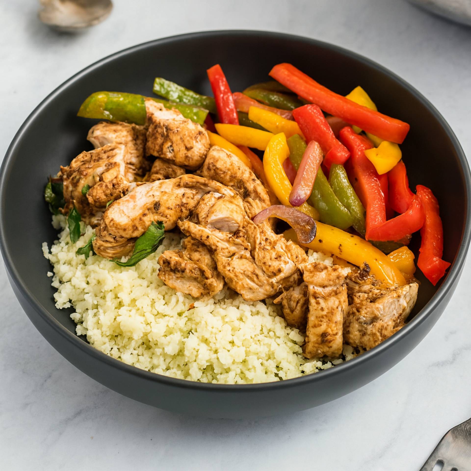 FITNESS: Protein Packed Chicken Fajita Bowl (LowCarb)