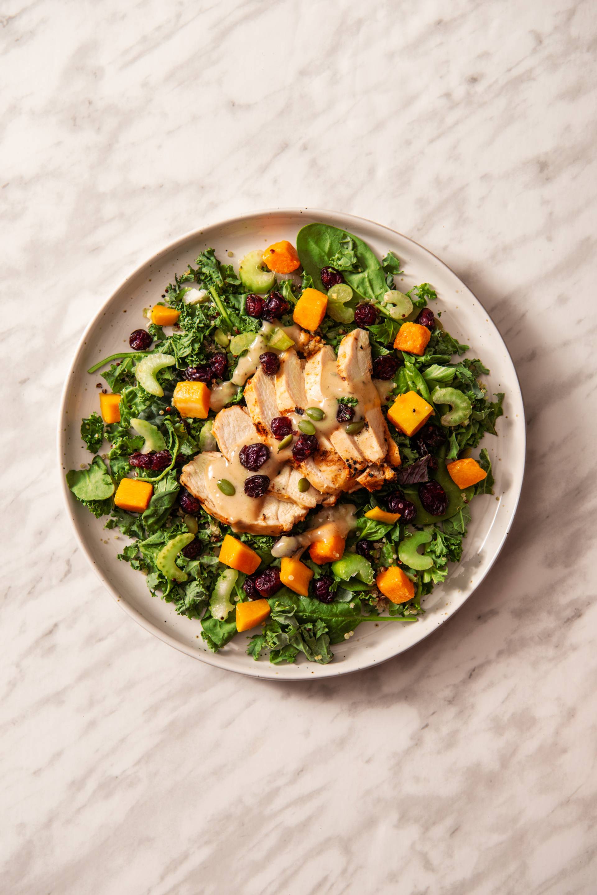 Kale Chicken Salad with Squash & Quinoa