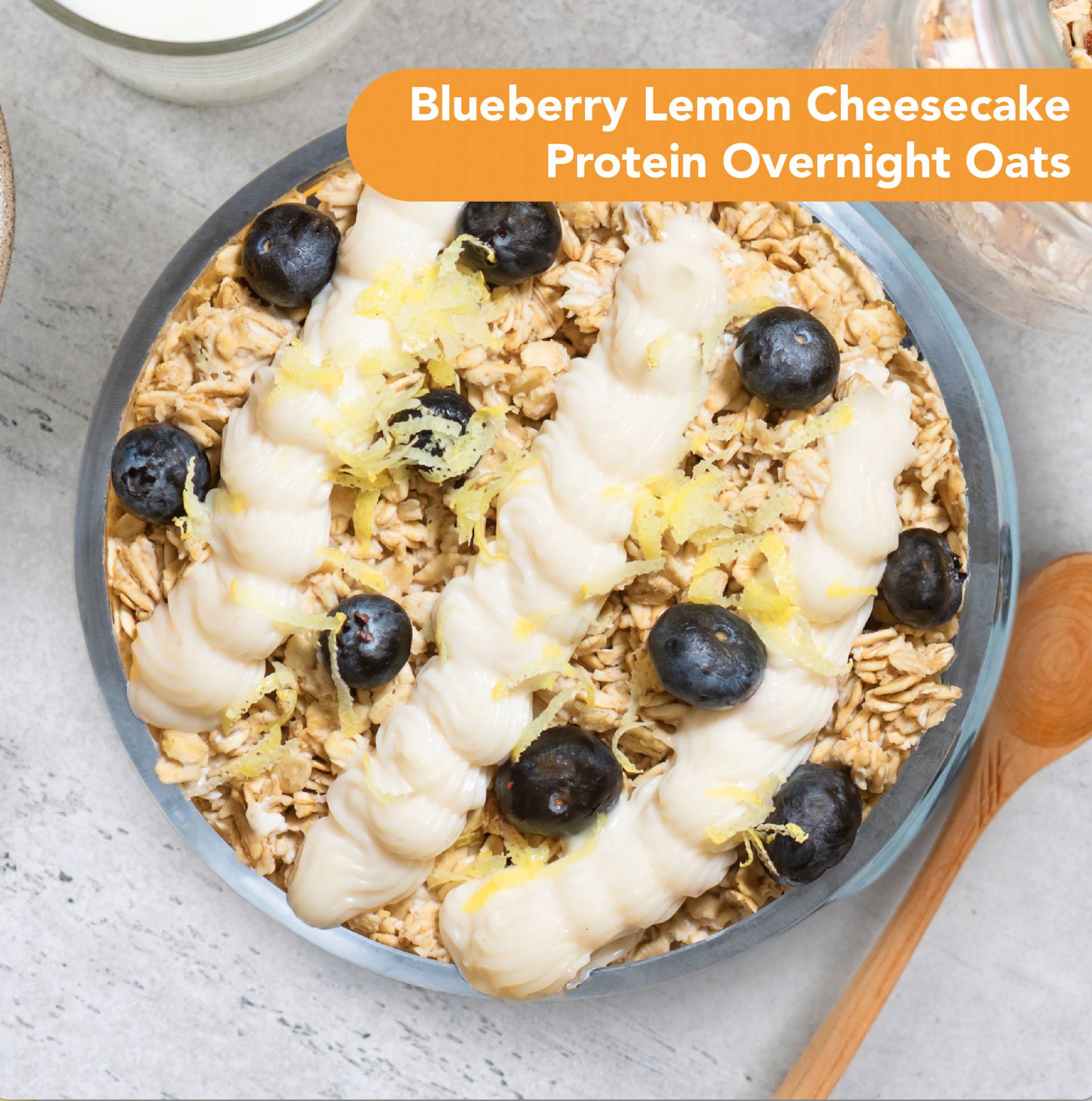 Blueberry Lemon Cheesecake Protein Overnight Oats (Breakfast)