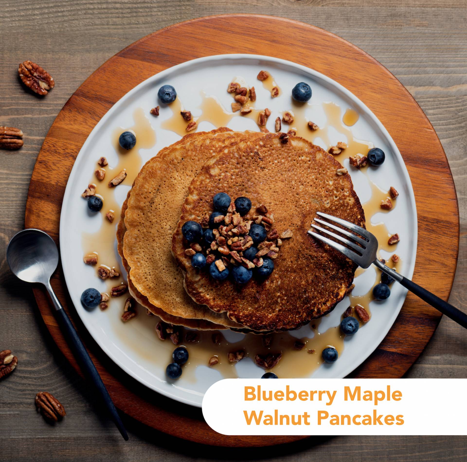 Blueberry Maple Walnut Protein Pancakes (Breakfast)
