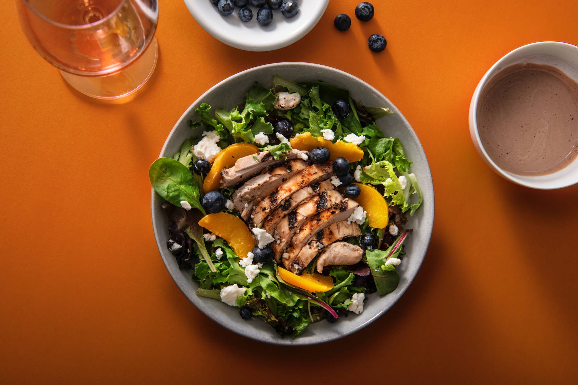 Grilled Chicken Mixed Green Salad with Creamy Balsamic
